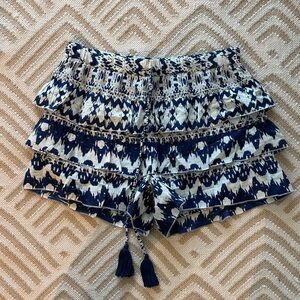 Navy and White High Waist Women Shorts